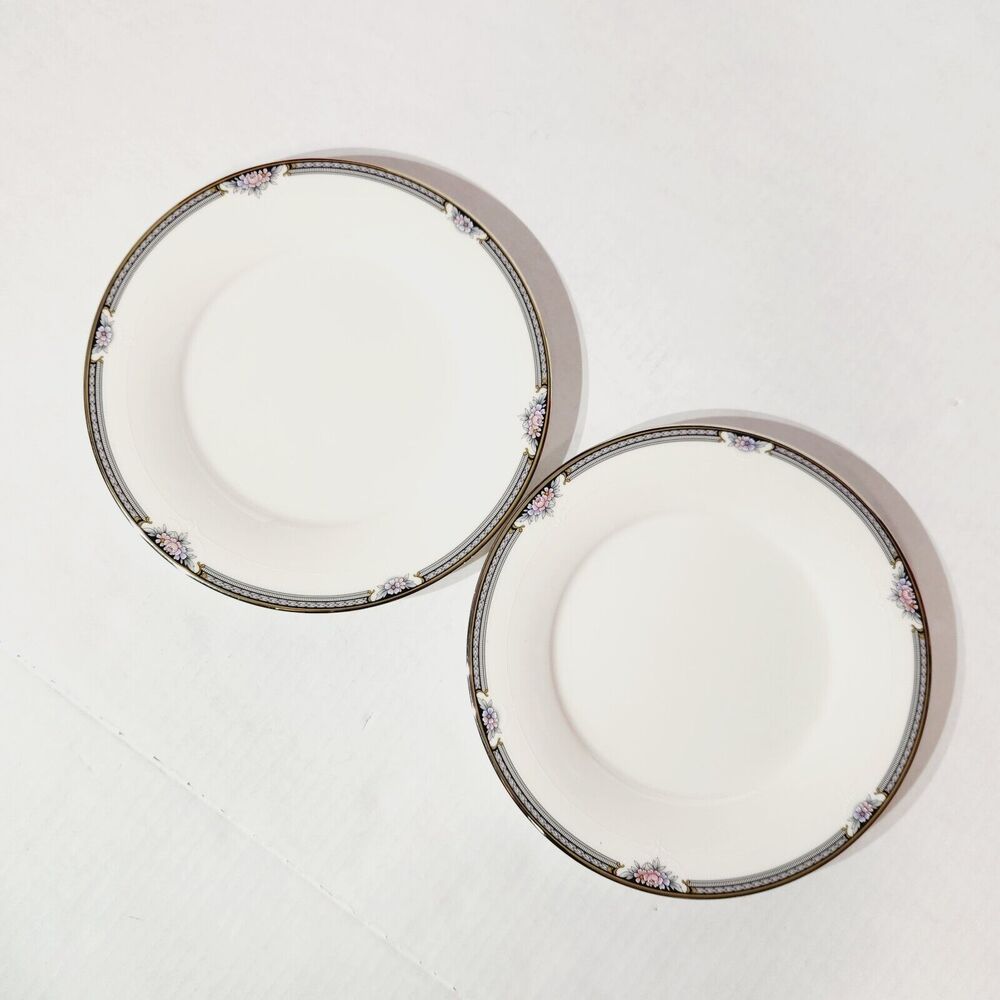 Noritake Salad Plates 8 1/4in Halifax Fine China Floral Lot of 2 Vtg 7729 Rose